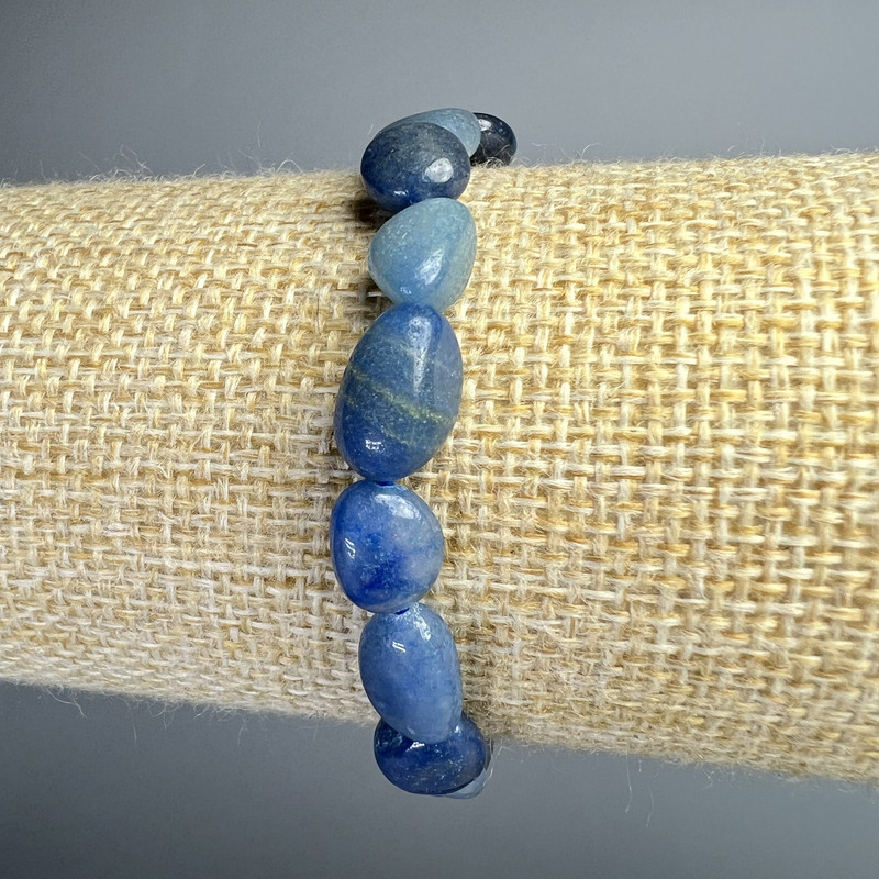 Blue Aventurine Bracelet natural stone tumbled, diameter 8×12mm±, length 18cm± (stretch)