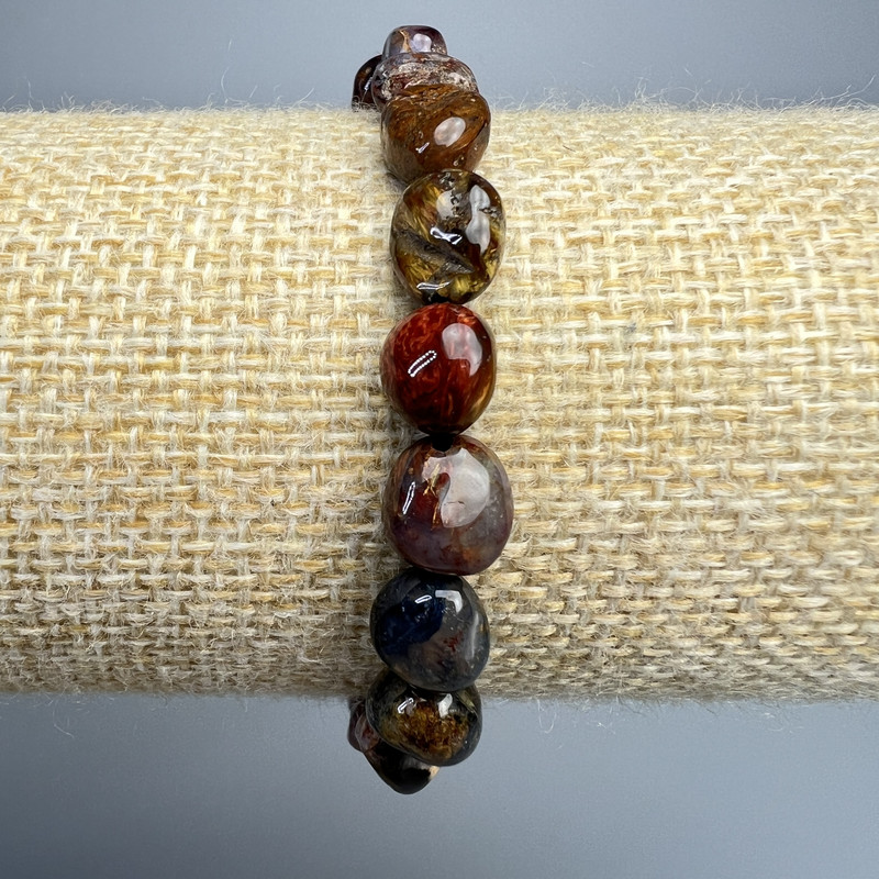 Petersite Bracelet with Natural Stone Beads, faceted, diameter 8×10mm, length 18cm, stretch