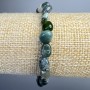 Bracelet Mossy Agate Natural Stone Bead Tumbled, diameter 7×9mm ±, length 18cm ± (stretched)