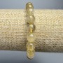 Rutilated Quartz Bracelet (Hair Quartz) natural stone smooth sphere, diameter 8mm±, length 18cm± (stretch)