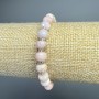 Bracelet Pink Opal Natural Stone Faceted Rondelle, 8x6mm diameter, length 18cm, stretch, with seed beads