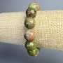 Jasper Hematite (Heliotrope) Natural Stone Bracelet with Smooth Beads, 12.5mm ±, Length 18cm ± (Stretch)