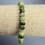 Bracelet Jadeite Canadian natural stone disc, diameter 6x3mm+-, length 18cm+- (stretch) with seed beads