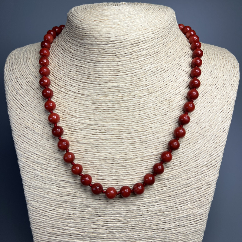 Red Jasper Beads (single) smooth round bead, diameter 8mm ±, length 50cm ±