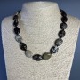 Jasper Picasso Necklace natural stone oval beads 13x18x6mm±, length 49cm ±
