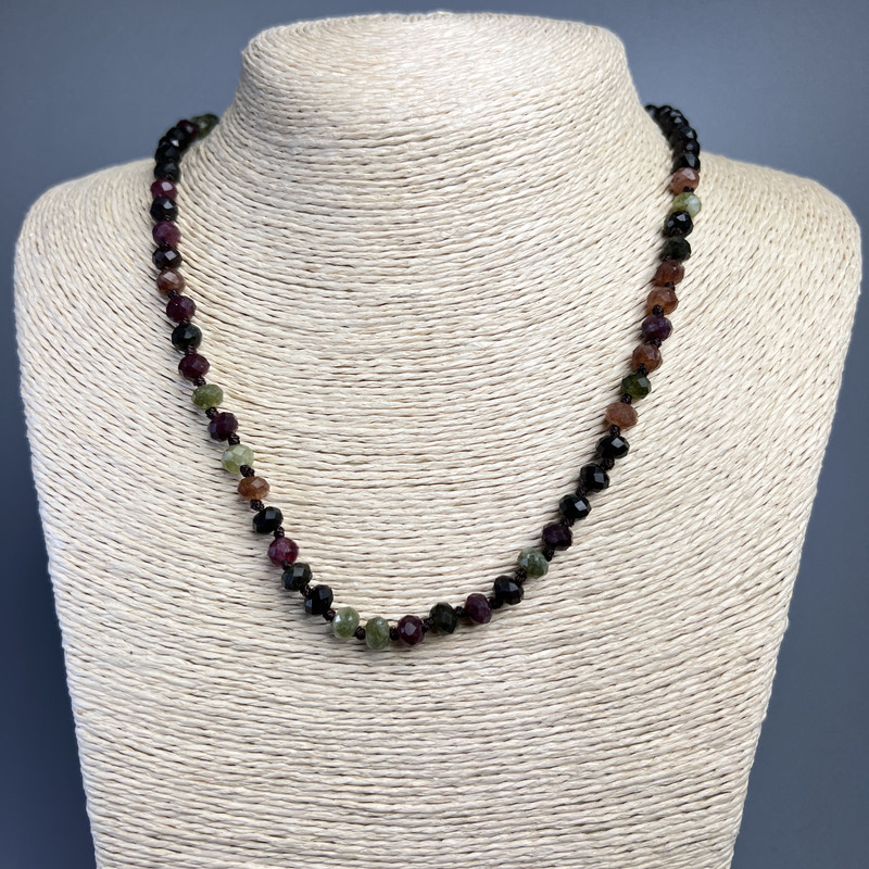 Tourmaline Necklace with Beads of Natural Stone, Garnet? wait: actually tourmaline, garnet?