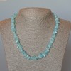 Necklace Aquamarine natural stone chip, diameter 9x4mm+-, length 47cm +