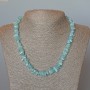 Necklace Aquamarine natural stone chip, diameter 9x4mm+-, length 47cm +