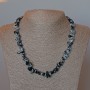 Necklace Snowy Obsidian Natural Stone Granules, 9x4mm ±, length 47cm ±