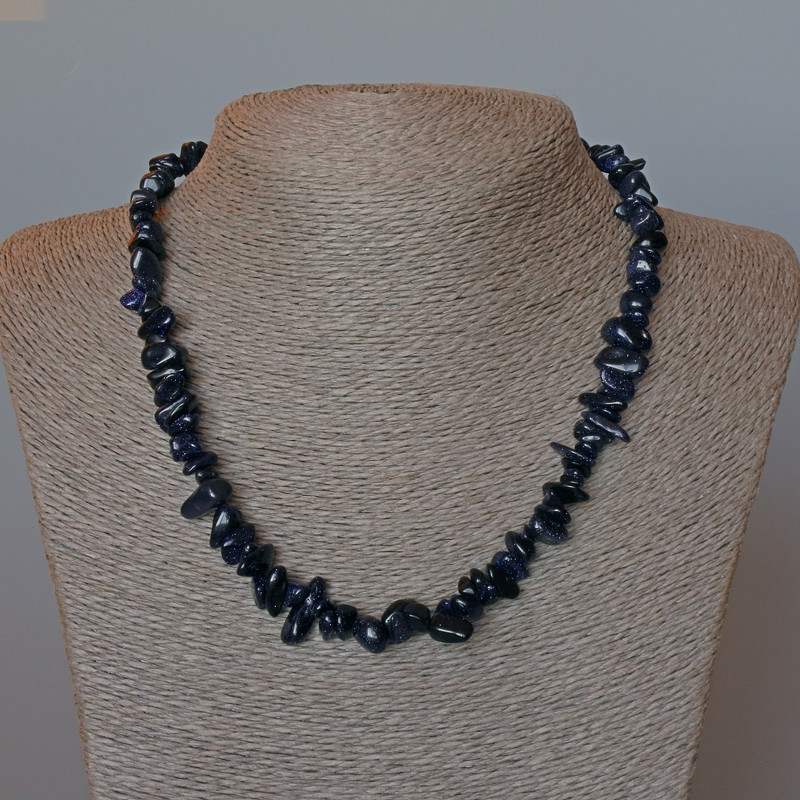 Aventurine Necklace Night of Cairo natural stone Chip, diameter 9×4mm±, length 45cm± with clasp