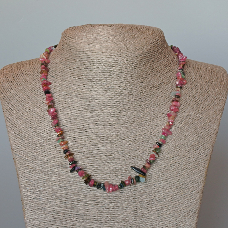 Necklace Turquoise natural stone chip, diameter 5x2mm, length 48cm