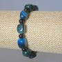 Agate Bracelet, blue-green natural stone, rectangular beads 9×12mm ±, smooth ball 6mm ±, length 18cm ± (stretch)