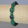 Bracelet Green Agate Natural Stone Bar Beads, 9x12mm± smooth spheres, 6mm±, length 18cm± (stretch)