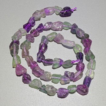 Fluorite Beads Natural Unpolished Stone Tumbled, Diameter 6x8mm, +/- length 40cm on Thread