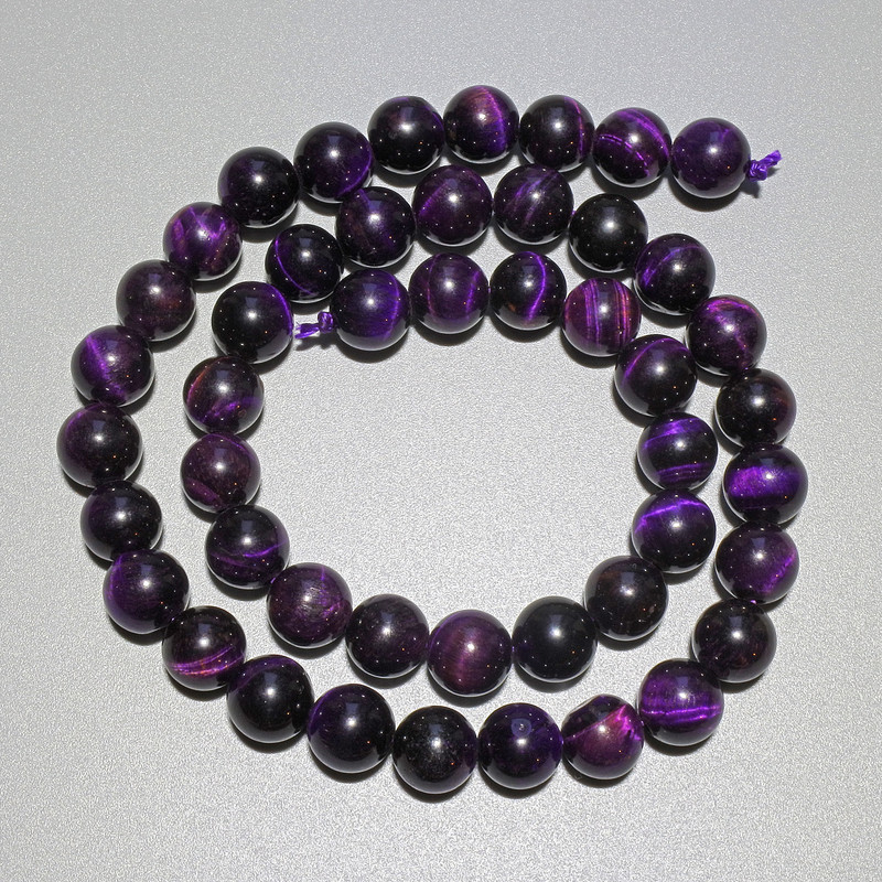 Purple Cat's Eye Beads natural stone smooth ball, diameter 8.5mm±, thread length 38cm±