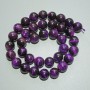 Purple Cat's Eye Beads Natural Stone Smooth Round Bead, diameter 10.5mm±, length 38cm± on thread