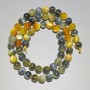 Cat's Eye Beads Yellow-Gray Natural Stone Smooth Round Bead, 6.5 mm diameter ±, 38 cm length ± on thread