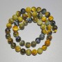 Yellow-Grey Cat's Eye Beads, natural stone, smooth round bead, 8mm diameter, length 39cm on thread