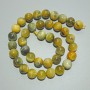 Cat's Eye Beads Yellow-Gray Natural Stone Smooth Round Bead, diameter 10.5mm±, thread length 39cm±