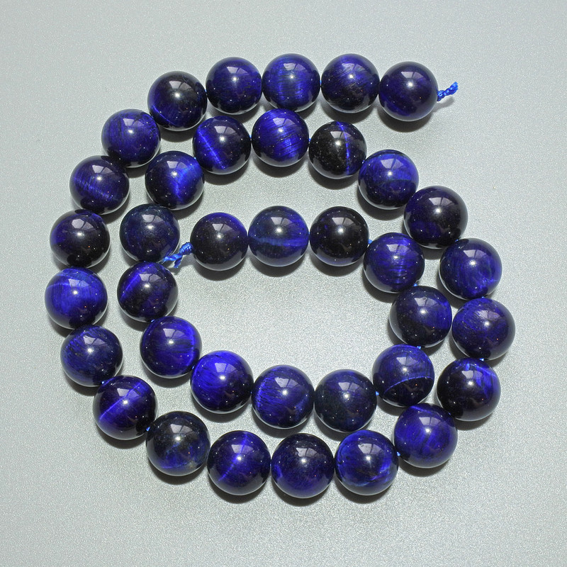 Blue Cat's Eye Beads natural stone smooth sphere, diameter 10mm±, length 38cm± on thread