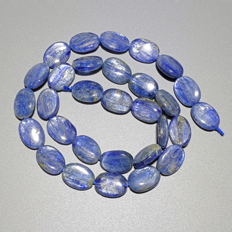 Kyanite Beads Natural Stone Oval, 10x14mm diameter, 40cm length on thread