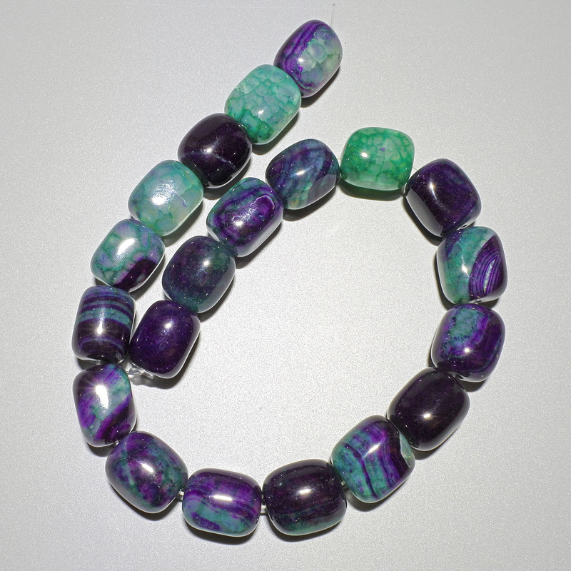 Agate Beads Natural Stone Brick-shaped, 16x19mm, +/-, 38cm +/- length on thread