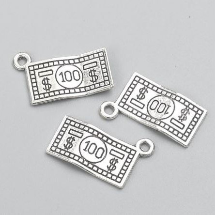 Finding Pendant "Money" 7x13mm packaged 25 pcs +-. 20g
