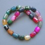 Agate Beads assorted colors natural stone brick, 11x15mm, +/- diameter, length 38cm +/- on thread