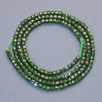 Green aventurine beads (synthetic) faceted cube, diameter 2mm ±, length 38cm ± on a string