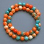 Beads "Variscite" (plastic imitation) orange, blue and white smooth ball, diameter 10mm±, length 40cm± on thread