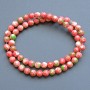 Beads "Variscite" (artificial acrylic) pink, white and green smooth bead, diameter 6.5mm±, length 40cm ± on thread