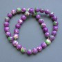 Beads "Variscite" (plastic imitation) purple, white and green smooth ball, diameter 10.5mm ±, thread length 40cm ± on fishing line