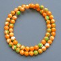 Beads "Varisite" (plastic acrylic) green, orange and white smooth sphere, 7mm± diameter, 40cm± length on line