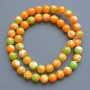 Acrylic Beads Variscite (unit) green, orange and white smooth round beads, 8.5 mm ± diameter, 39 cm ± length on fishing line