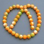 Variscite Beads (imitation acrylic) green, orange, and white, smooth round beads, 10mm diameter ±, length 39cm ± on thread