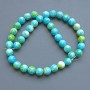 Beads "Variscite" (plastic) blue, white and yellow smooth round beads, 10mm diameter ±, 39cm length ± on thread