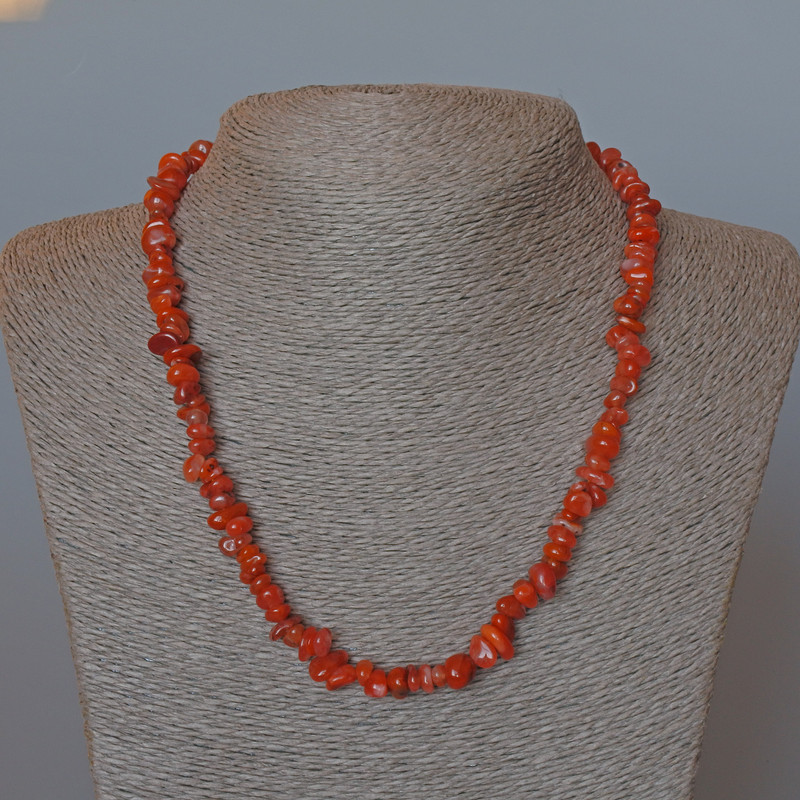 Carnelian Necklace Natural Stone Faceted Beads, 8x4 mm, ~48 cm length