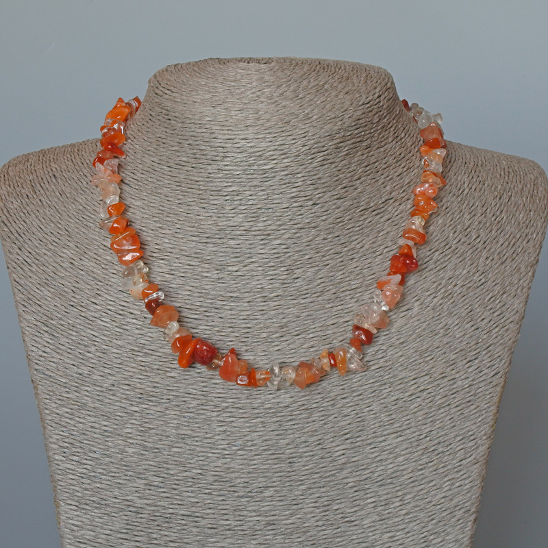 Carnelian Necklace with Natural Stone Chip, 8x4mm±, 44cm± length