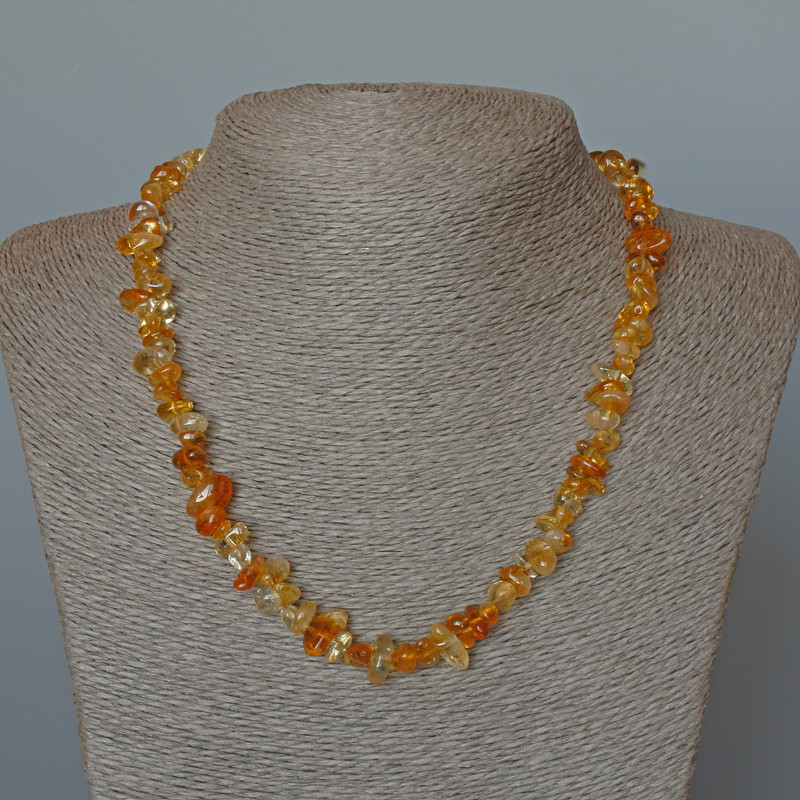 Citrine Necklace made of natural gemstone, faceted beads, diameter 8x4mm, length 48cm
