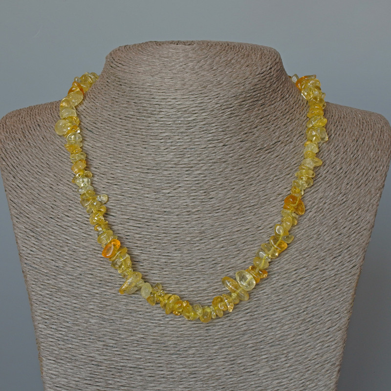 Citrine Necklace with Natural Stone Chunks, 8x5mm, 48 cm long