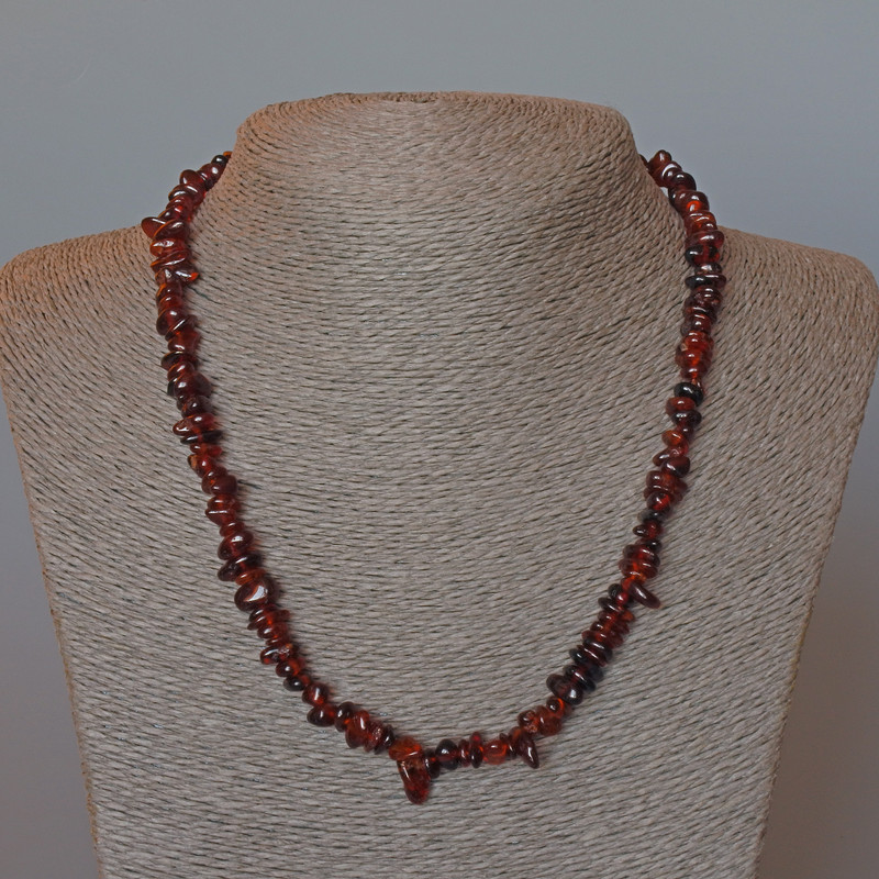 Garnet Bead Necklace brownish natural stone faceted, diameter 7x3mm ±, length 48cm ±