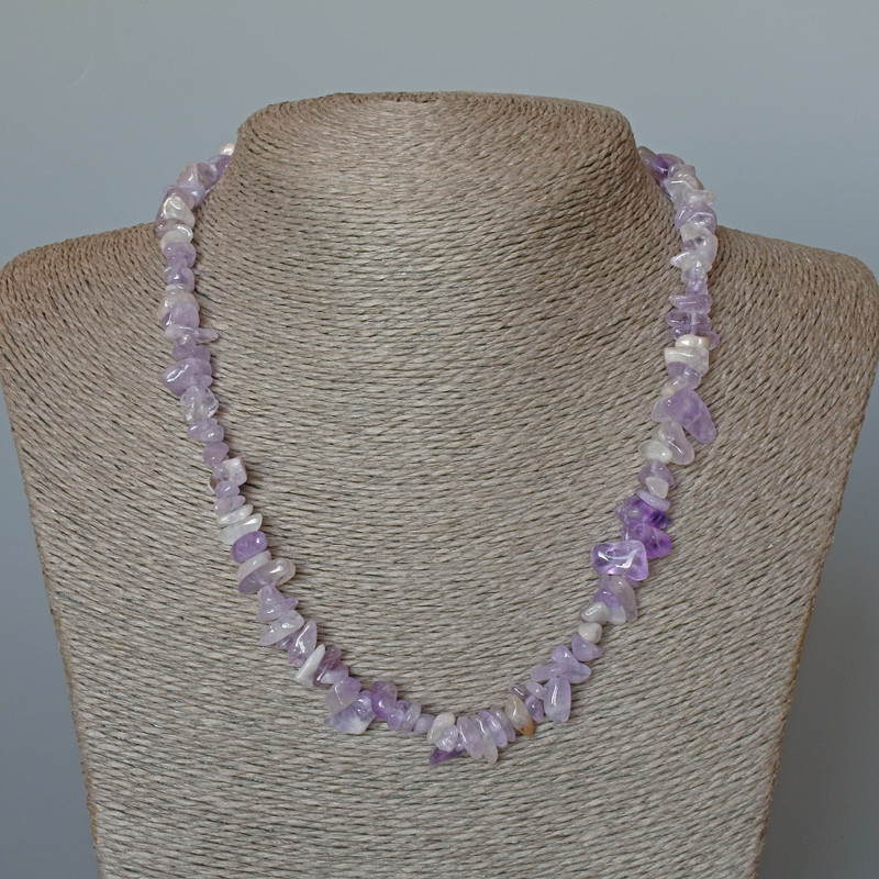 Amethyst Necklace made of natural stone chippings, diameter 10×3mm±, length 47cm±