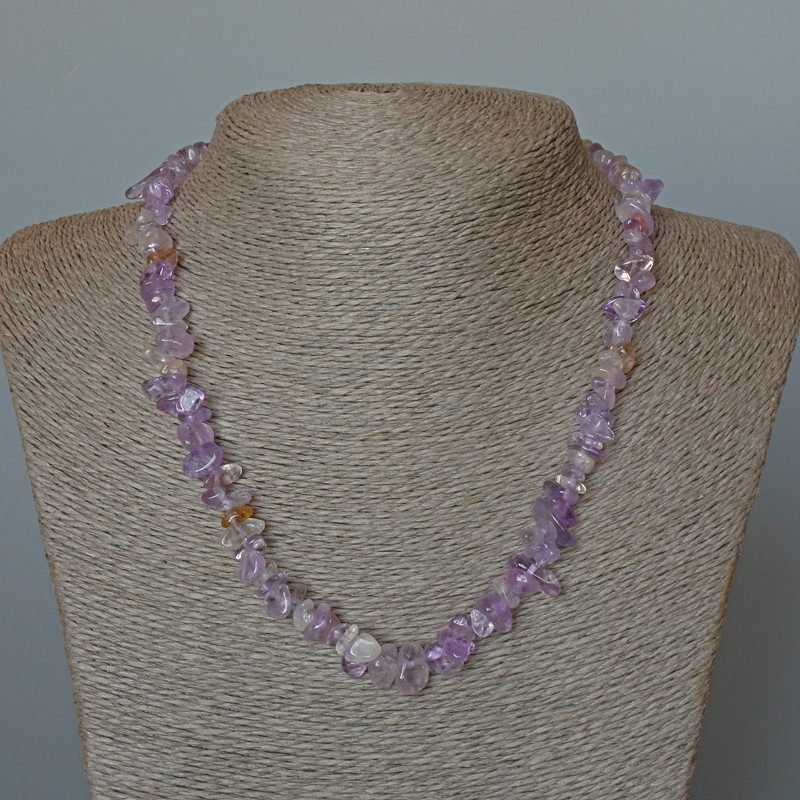Natural Amethyst Chip Necklace, Approx. 9x4 mm, 47+ cm