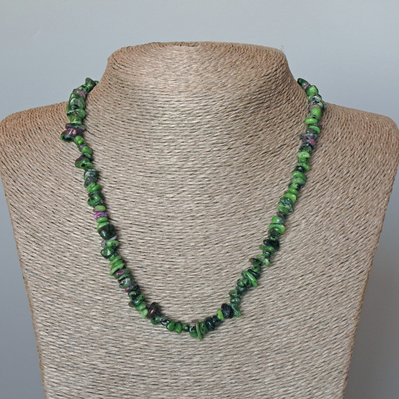 Zoisite Necklace Natural Stone Chip, diameter 7x3mm±, length 47cm±