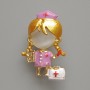 Brooch pendant Nurse with cat's eye white, purple and white enamel, golden metal 23×36mm