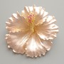 Brooch Pendant Flower Petunia White Matte Enamel, Pink Rhinestones, Glitter, Golden Metal 51x51mm
