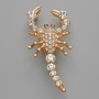 Brooch Pendant Scorpio with White Crystals, Golden Metal 28×54mm