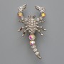 Brooch Pendant Scorpio with Swarovski crystals and chameleon crystals, silver metal 28x54mm