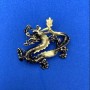 Brooch Pendant Dragon with enamel in brown and white, silver-toned metal 47x41mm