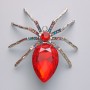 Brooch pendant Spider red crystal, multicolor rhinestones, silver metal 56x64mm
